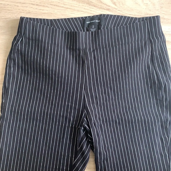 Who What Wear Pinstriped Black Tight Pants - Picture 4 of 9
